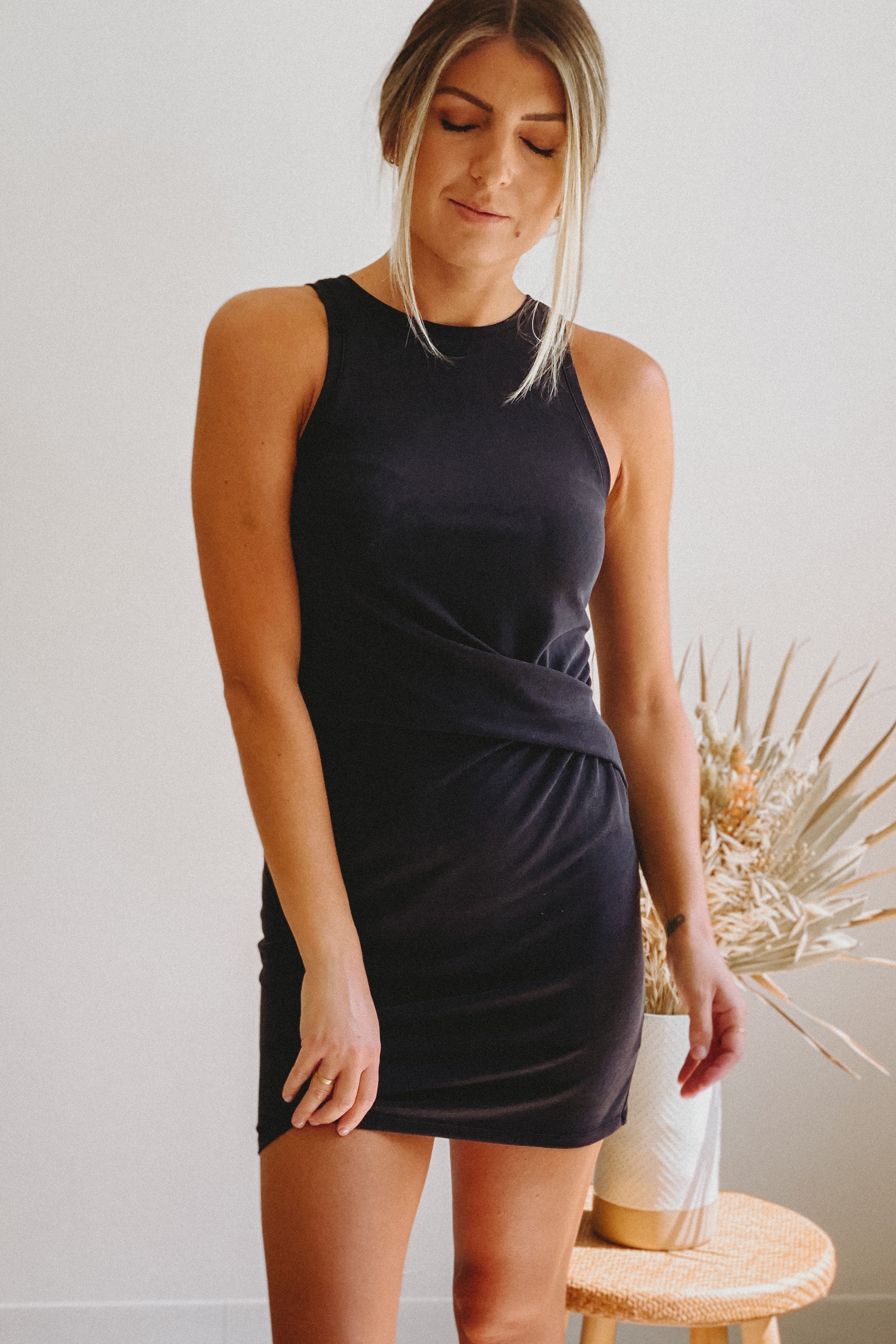 front twist mini dress Gentle Fawn Lux Front Twist Mini Dress – Ale Collective