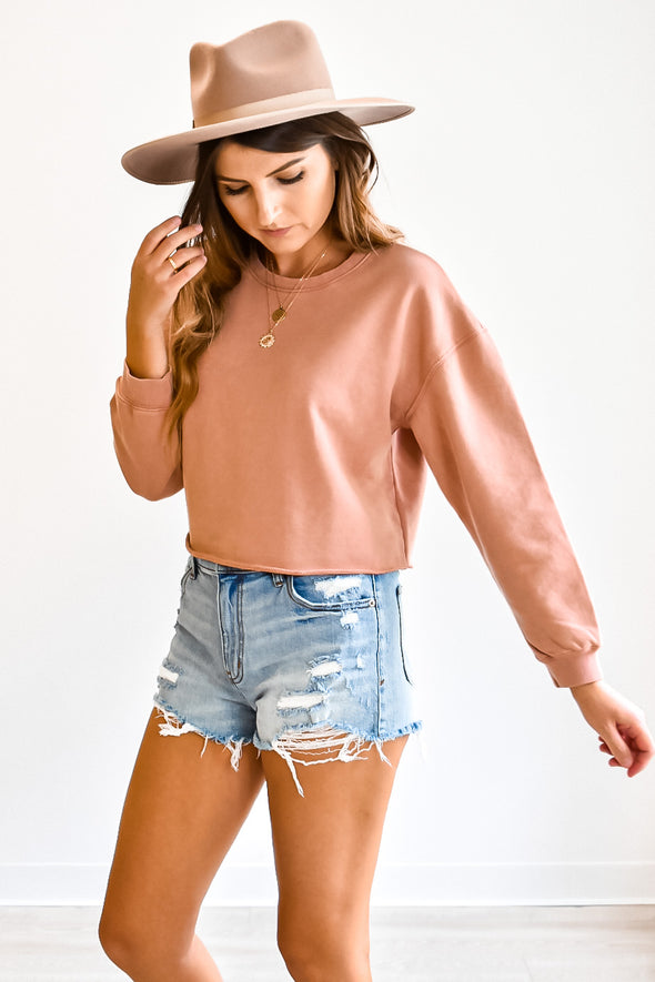 Gentle Fawn Ryder Dusty Rose Cropped Sweatshirt