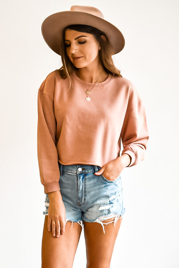 Gentle Fawn Ryder Dusty Rose Cropped Sweatshirt