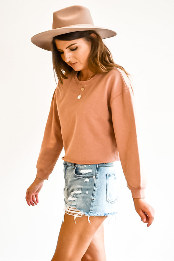 Gentle Fawn Ryder Dusty Rose Cropped Sweatshirt