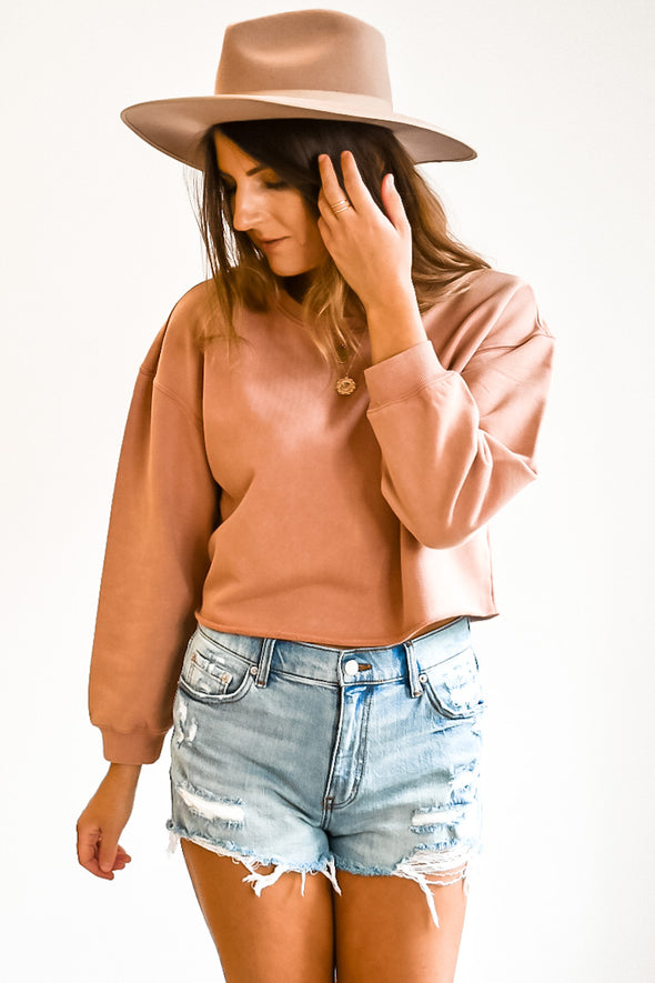 Gentle Fawn Ryder Dusty Rose Cropped Sweatshirt