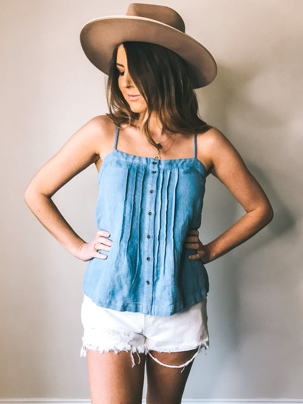 Chambray Button Down Top