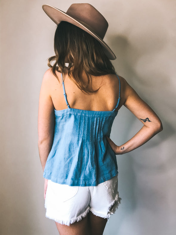 Chambray Button Down Top