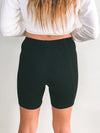 Seamed Black Biker Short