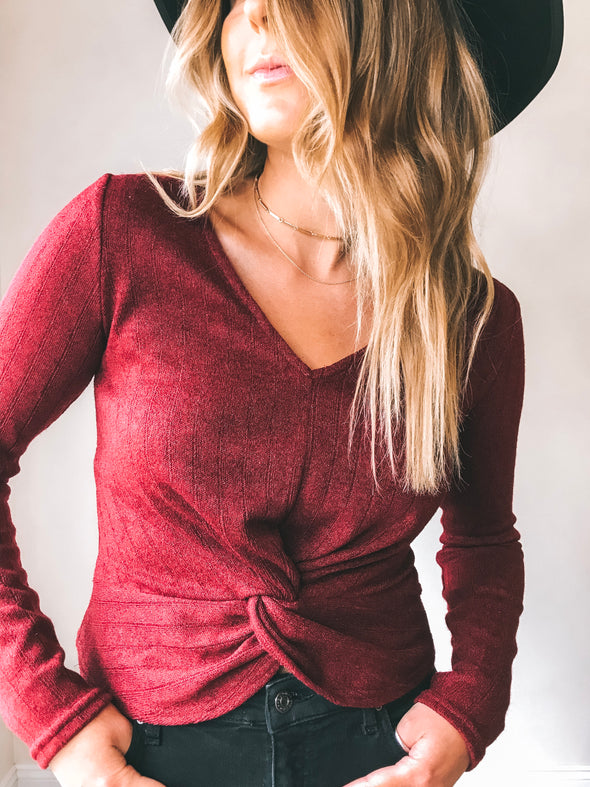 Cozy Up Twist Front Sweater