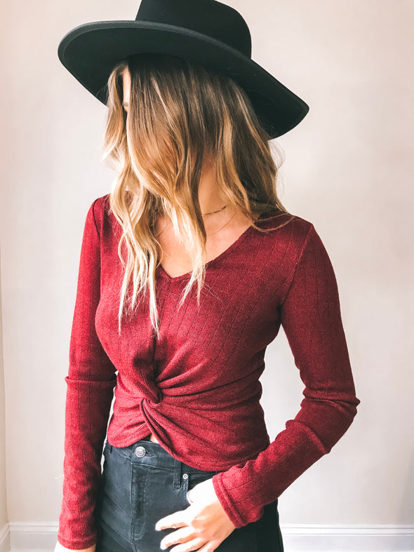 Cozy Up Twist Front Sweater