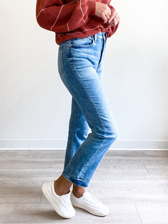 Shy Girl High Rise Crop Flare Denim